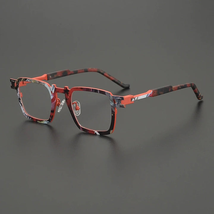 Gatenac Unisex Full Rim Square Titanium Acetate Eyeglasses Gxyj5910