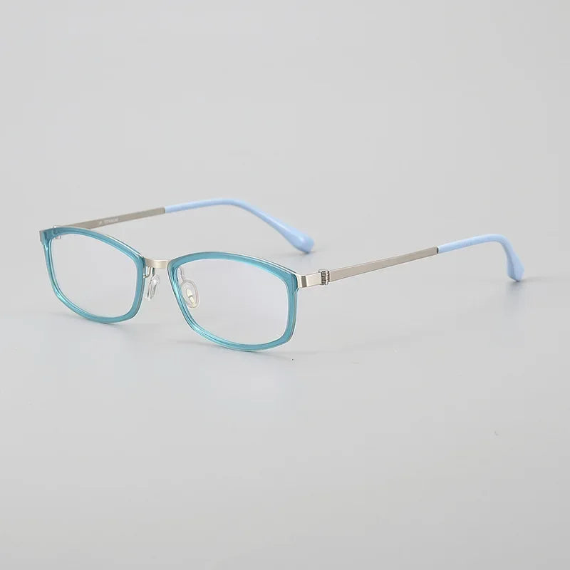 Hewei Women's Full Rim Oval Square Titanium Acetate Eyeglasses 842003 Full Rim Hewei C2 CHINA