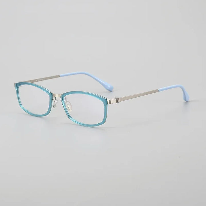 Hewei Women's Full Rim Oval Square Titanium Acetate Eyeglasses 842003 Full Rim Hewei C2 CHINA