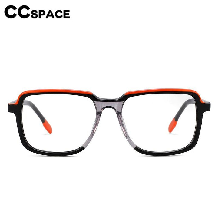CCspace Unisex Full Rim Square Acetate Eyeglasses 56549 Full Rim CCspace