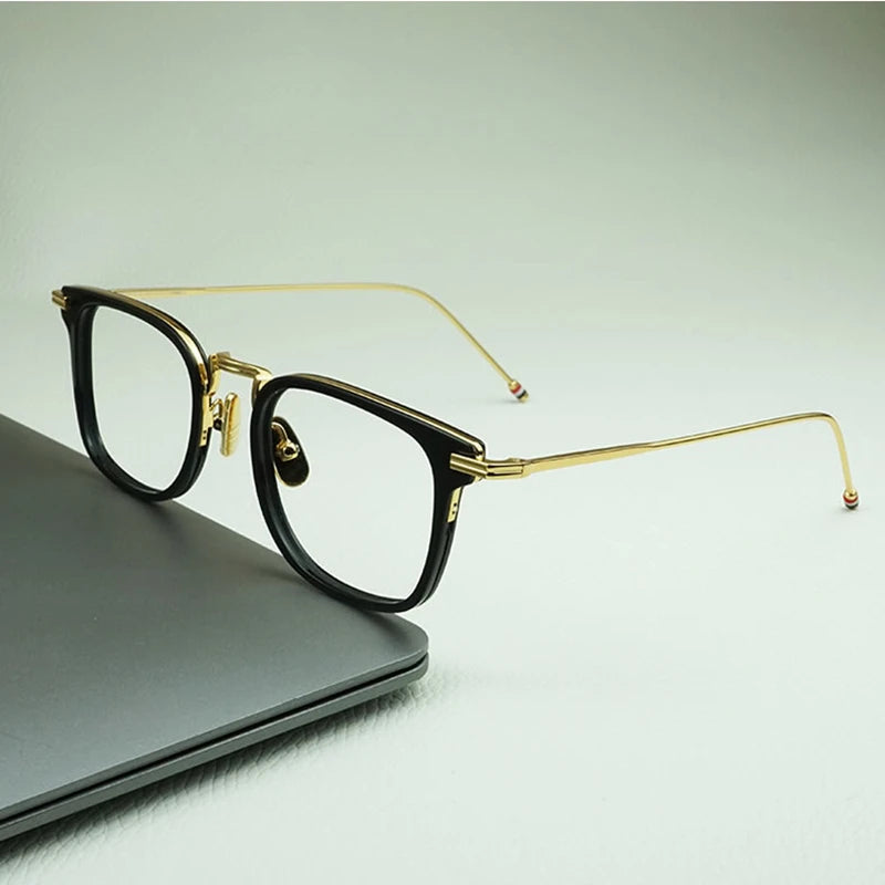 Black Mask Unisex Full Rim Square Alloy Acetate Eyeglasses T905 Full Rim Black Mask