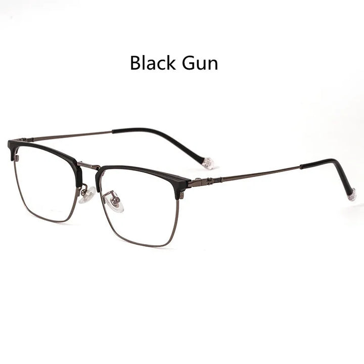 Kocolior Unisex Full Rim Square Titanium Alloy Hyperopic Reading Glasses 8628 Reading Glasses Kocolior Black Gun China 0