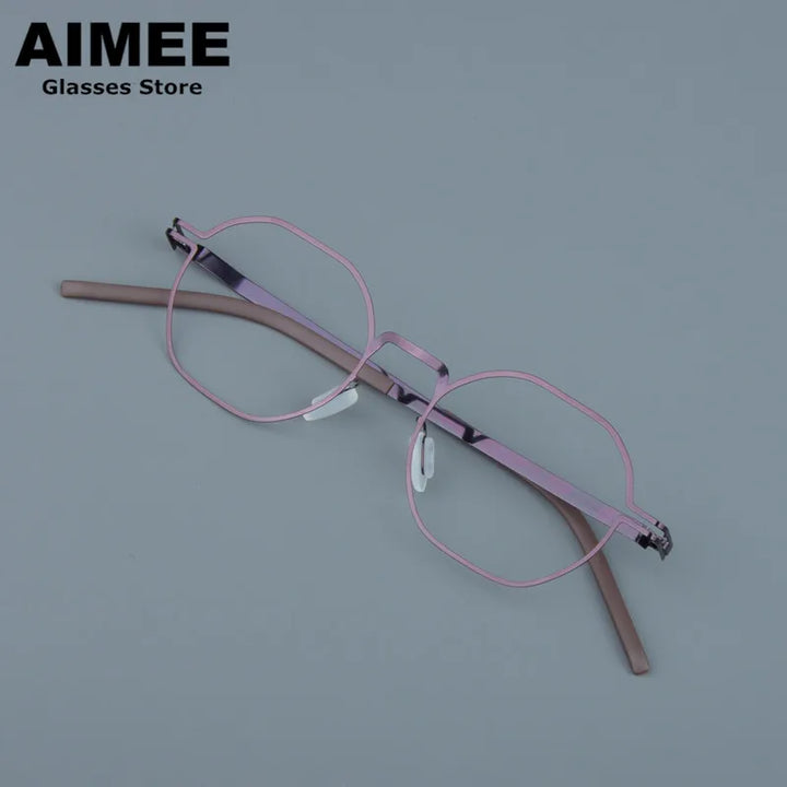 Aimee Women's Full Rim Polygon Screwless Steel Eyeglasses 19135