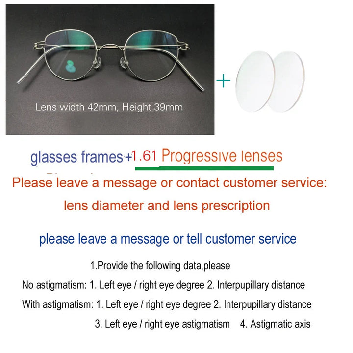 Yujo Unisex Full Rim Oval Round Steel Custom Eyeglasses 61457