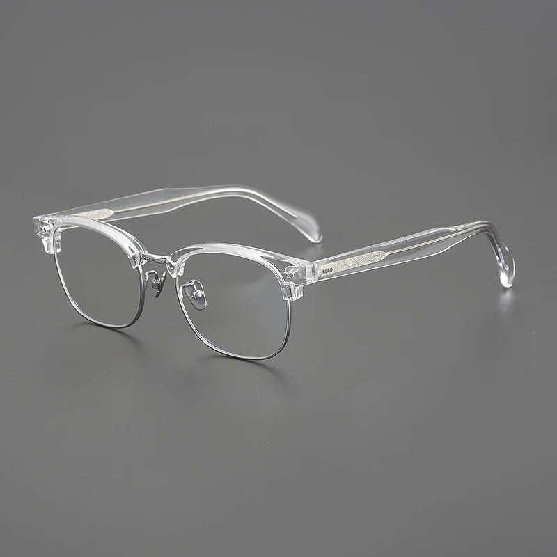 Black Mask Unisex Full Rim Big Square Titanium Acetate Eyeglasses 91109