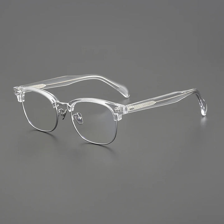 Black Mask Unisex Full Rim Big Square Titanium Acetate Eyeglasses 91109