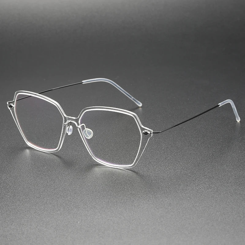 Aimee Unisex Full Rim Polygon Screwless Acetate Titanium Eyeglasses 6621 Full Rim Aimee Transparent