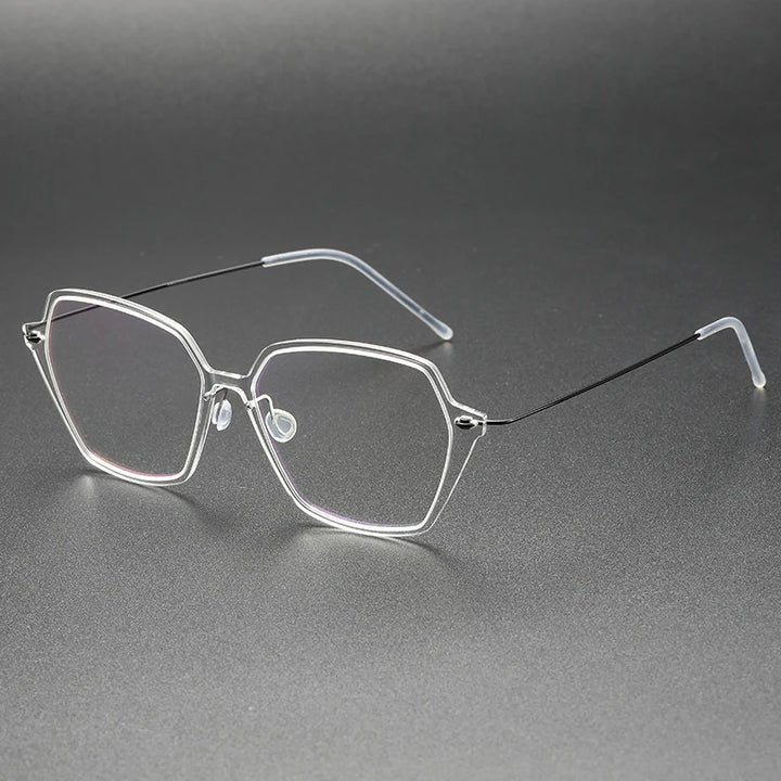 Aimee Unisex Full Rim Polygon Screwless Acetate Titanium Eyeglasses 6621 Full Rim Aimee Transparent