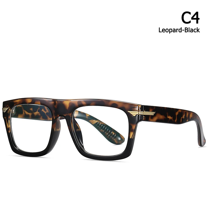 Hdcrafter Unisex Full Rim Square Tr 90 Acetate Eyeglasses 3394 Full Rim Hdcrafter Eyeglasses C4-Leopard-Black