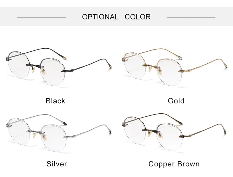 Krasivyy Men's Semi Rim Round Titanium Eyeglasses K5921 Semi Rim Krasivyy