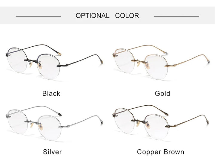 Krasivyy Men's Semi Rim Round Titanium Eyeglasses K5921 Semi Rim Krasivyy