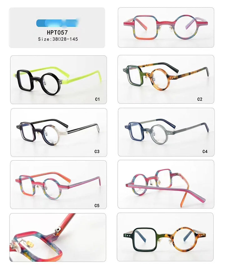 Nobler Unisex Full Rim Irregular Square Round Acetate Eyeglasses H057 Full Rim Nobler