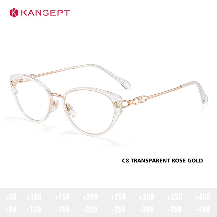 Kansept Women's Full Rim Oval Cat Eye Tr 90 Alloy Reading Glasses 12008