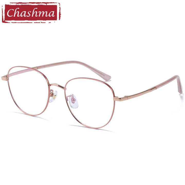 Chashma Ottica Unisex Full Rim Oval Titanium Alloy Eyeglasses 1515 Full Rim Chashma Ottica Pink Rose Gold