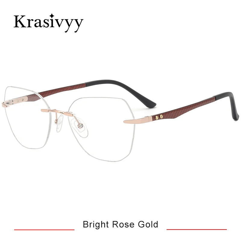 Krasivyy Women's Rimless Flat Top Polygon Titanium Eyeglasses 316026