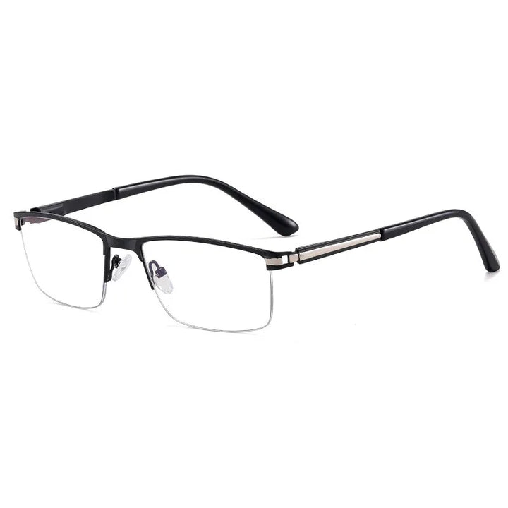 CCspace Semi Rim Square Alloy Spring Hinge Eyeglasses 300842 Semi Rim CCSpace BlackGun