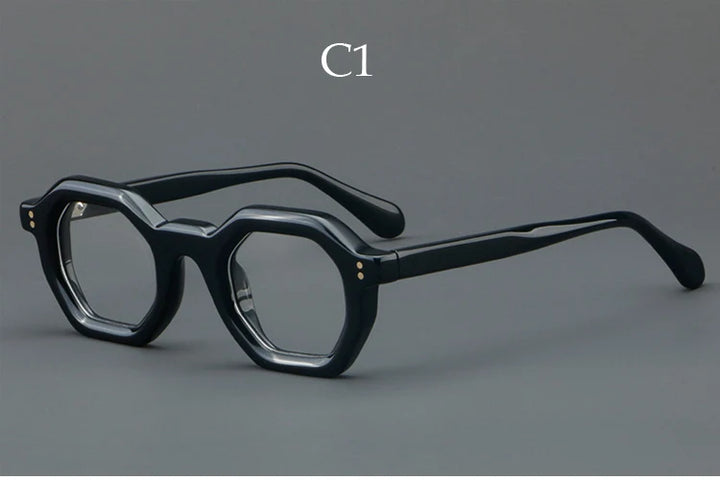 Yujo Unisex Full Rim Square Polygon Acetate Eyeglasses 4428e Full Rim Yujo C1 CHINA 