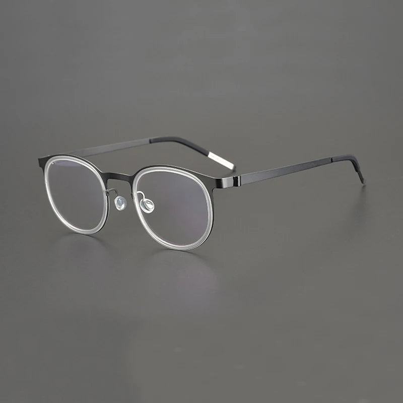 Black Mask Women's Full Rim Round Acetate Titanium Eyeglasses 199704