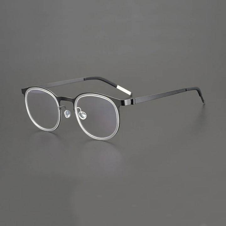 Black Mask Women's Full Rim Round Acetate Titanium Eyeglasses 199704