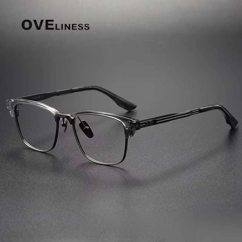 Oveliness Unisex Full Rim Square Acetate Titanium Eyeglasses 614132