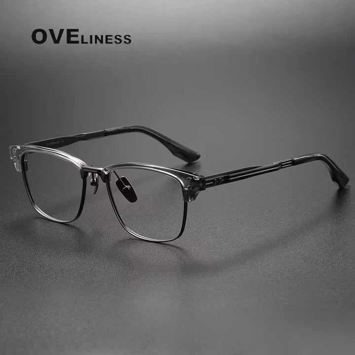 Oveliness Unisex Full Rim Square Acetate Titanium Eyeglasses 614132