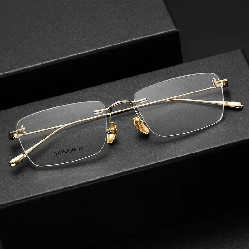 Black Mask Unisex Rimless Rectangle Titanium Eyeglasses Ft5678 Rimless Black Mask