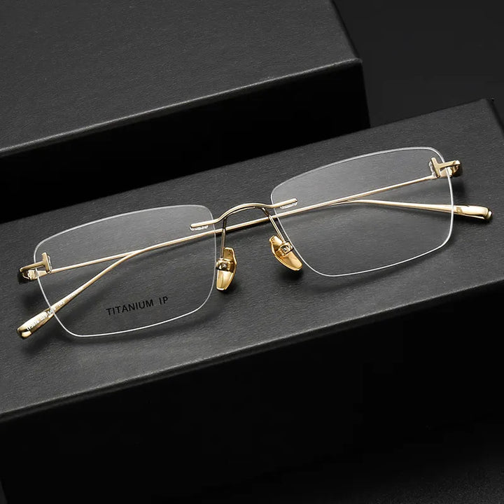 Black Mask Unisex Rimless Rectangle Titanium Eyeglasses Ft5678 Rimless Black Mask