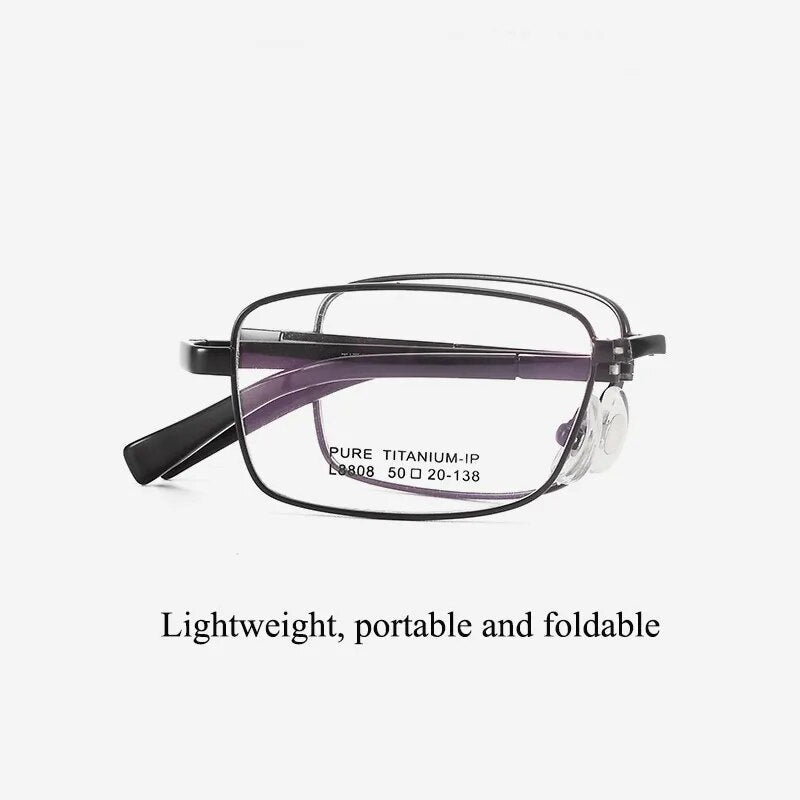 Bclear Men's Full Rim Foldable Square Titanium Eyeglasses Lb8808 Full Rim Bclear   