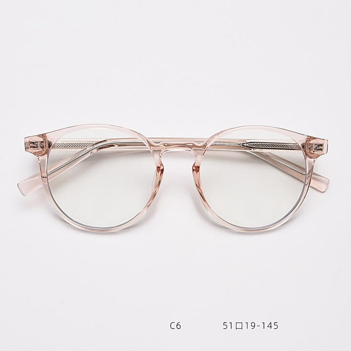 CCspace Unisex Full Rim Round Tr 90 Titanium Eyeglasses 55868 Full Rim CCspace Pink