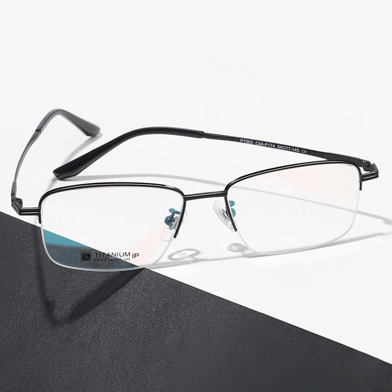 Hotochki Men's Semi Rim Square  Titanium Eyeglasses 90224