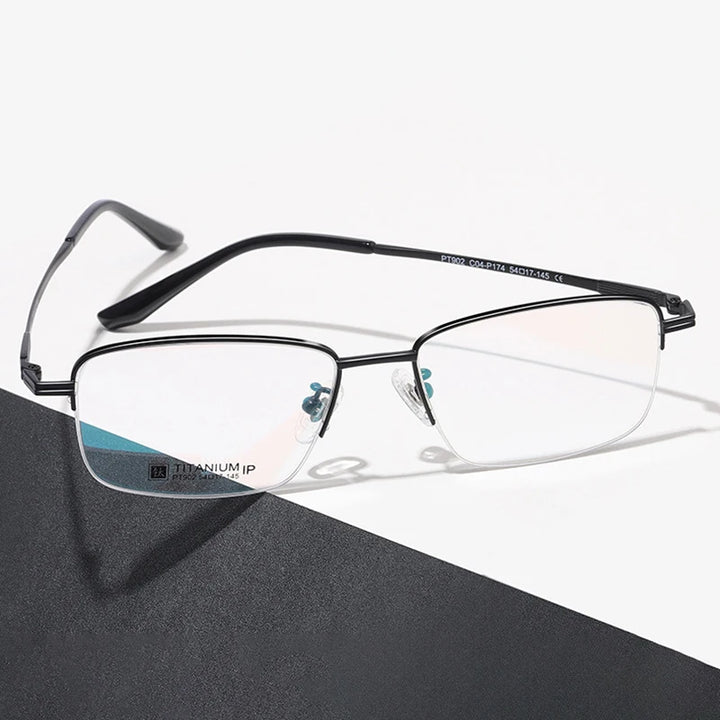 Hotochki Men's Semi Rim Square  Titanium Eyeglasses 90224