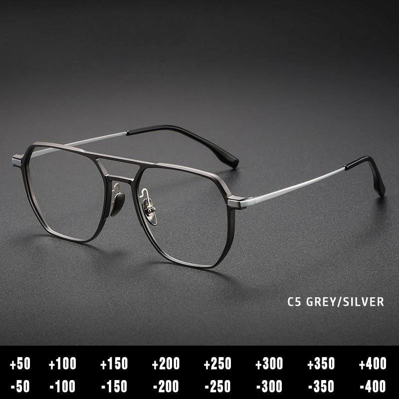 Kansept Unisex Full Rim Square Double Bridge Aluminum Reading Glasses 20239 Reading Glasses Kansept 20239-C5 0