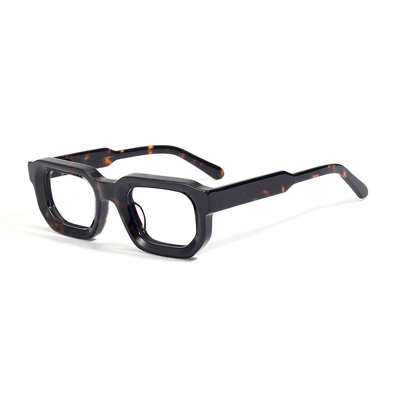 Black Mask Unisex Full Rim Brow Line Square Acetate Eyeglasses 22037 Full Rim Black Mask Tortoise