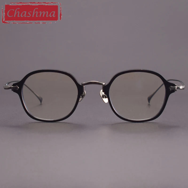 Chashma Unisex Full Rim Flat Top Round Acetate Titanium Eyeglasses 183 Full Rim Chashma