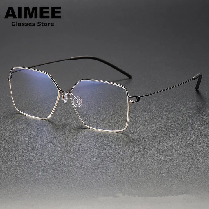 Aimee Women's Full Rim Polygon Square Screwless Titanium Eyeglasses 61008