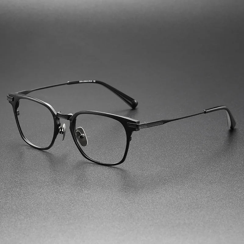 Aimee Unisex Full Rim Square Acetate Titanium Eyeglasses 942068 Full Rim Aimee Black