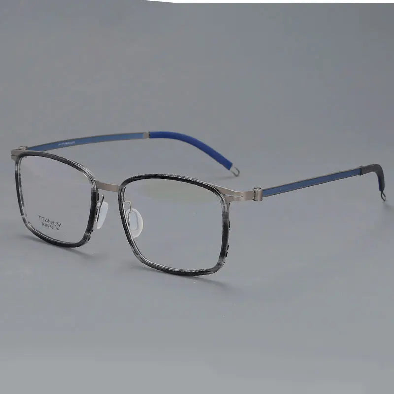 CCspace Unisex Full Rim Square Screwless Titanium Eyeglasses 57174 Full Rim CCspace BlueC2