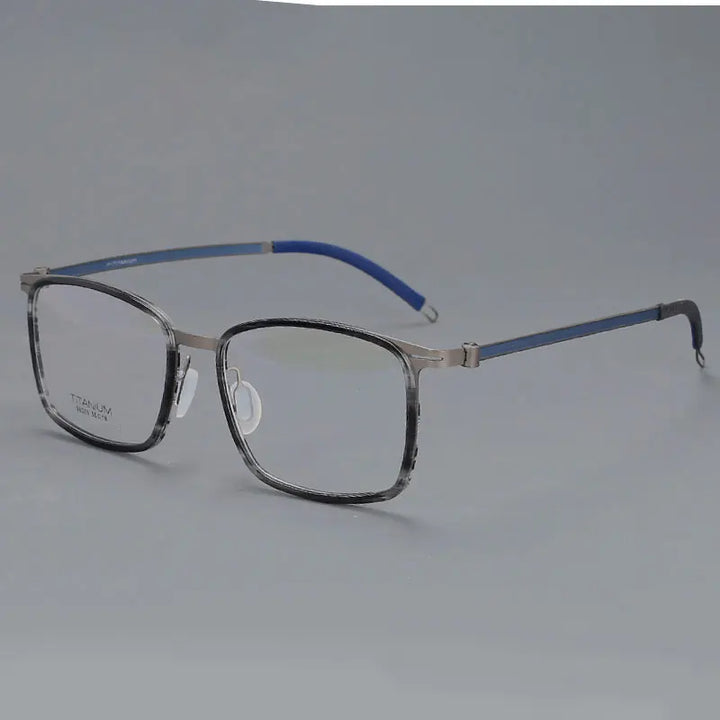 CCspace Unisex Full Rim Square Screwless Titanium Eyeglasses 57174 Full Rim CCspace BlueC2