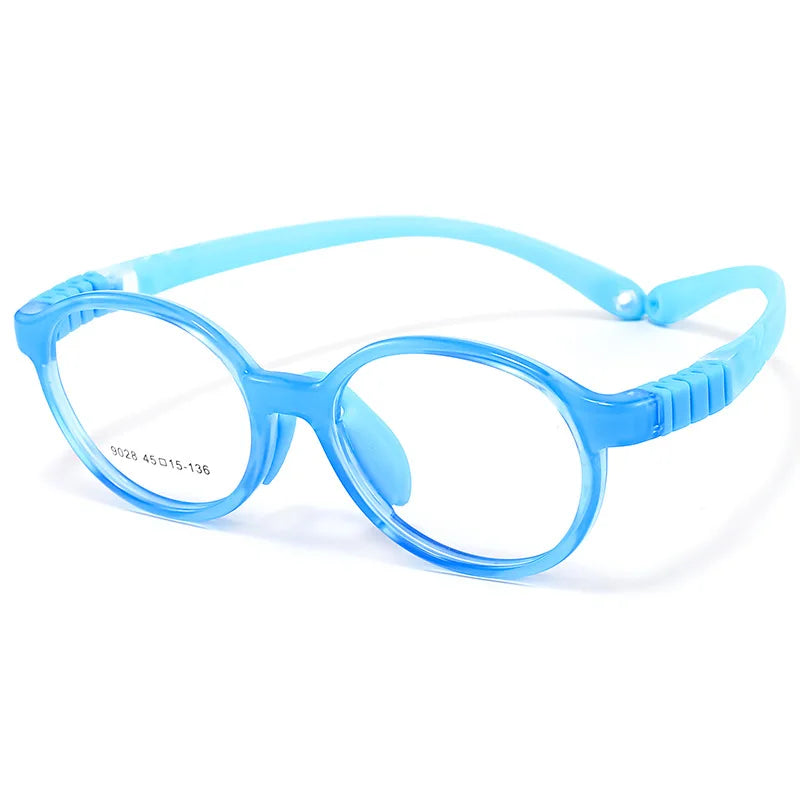 Yimaruili Unisex Children's Full Rim Round Tr 90 Silicone Eyeglasses 9028 Full Rim Yimaruili Eyeglasses Blue 1