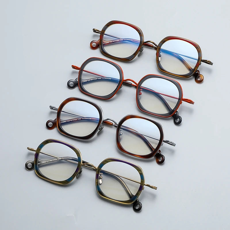 Gatenac Unisex Full Rim Square Acetate Titanium Eyeglasses Gxyj1159 Full Rim Gatenac