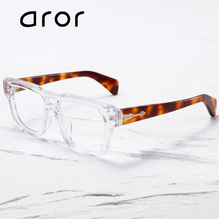 Aror Men's Full Rim Square Double Bridge Acetate Eyeglasses 49304 Full Rim Aror