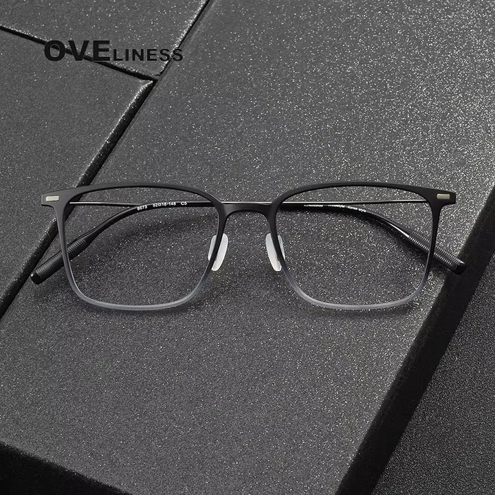 Oveliness Women's Full Rim Square Acetate Titanium Eyeglasses 28673