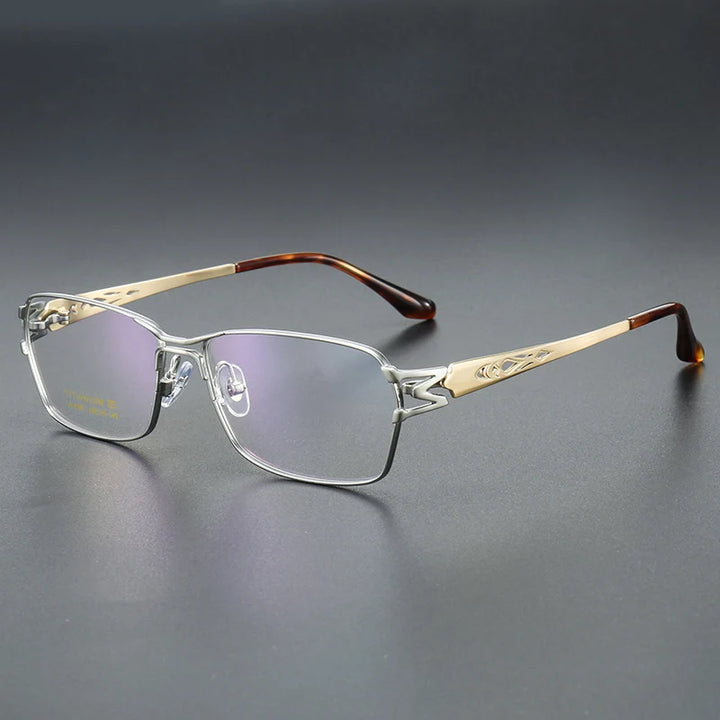Muzz Men's Full Rim Square Double Bridge Titanium Acetate Eyeglasses 46197