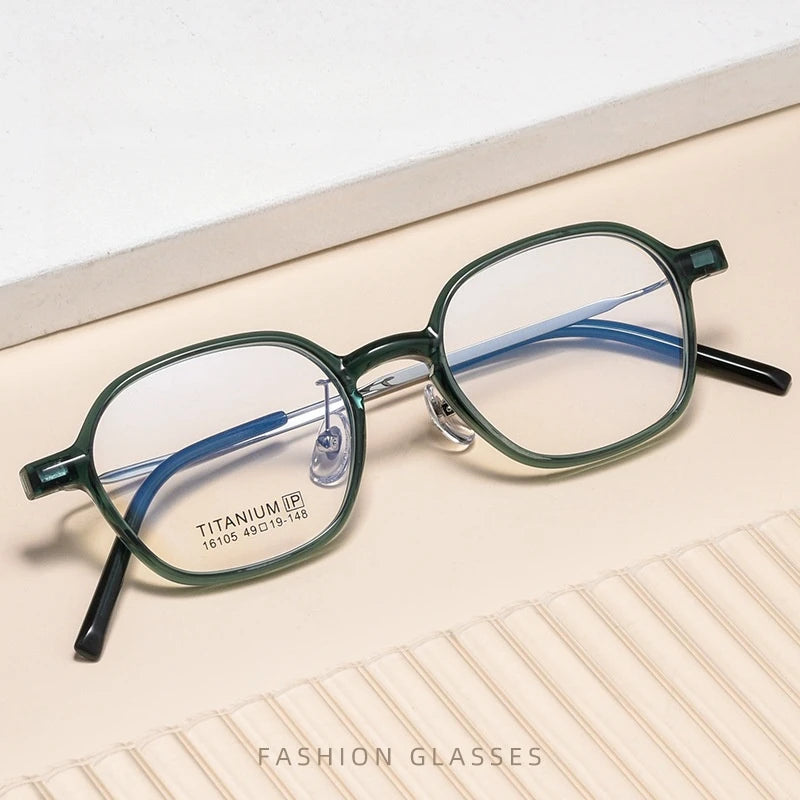 Yimaruili Unisex Full Rim Polygon Tr 90 Titanium Eyeglasses  Y16105 Full Rim Yimaruili Eyeglasses