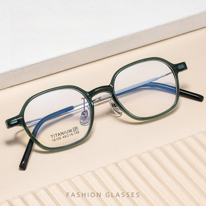 Yimaruili Unisex Full Rim Polygon Tr 90 Titanium Eyeglasses  Y16105 Full Rim Yimaruili Eyeglasses