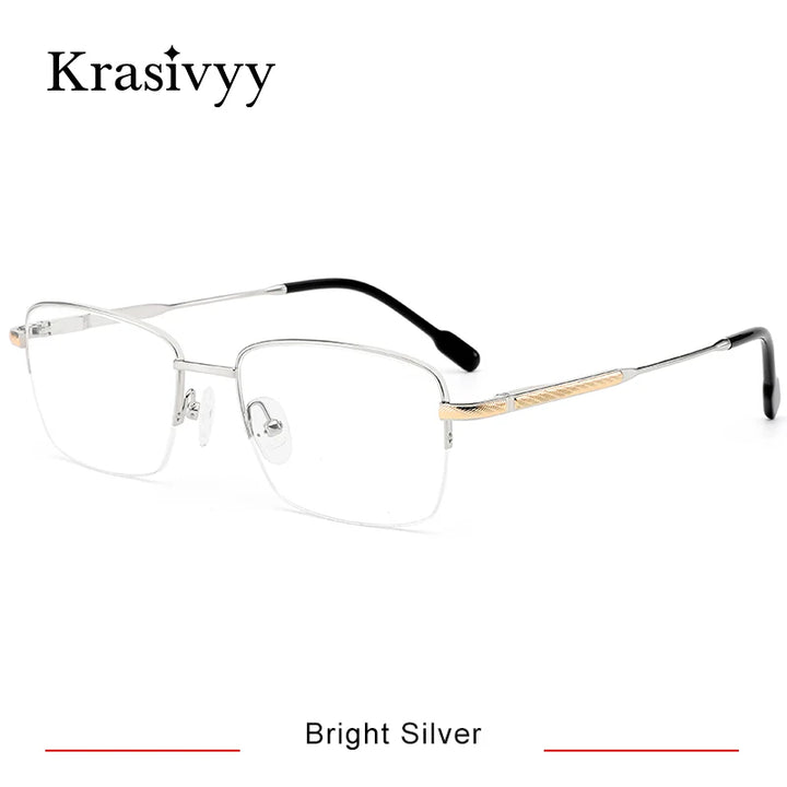 Krasivyy Men's Semi Rim Square Titanium Eyeglasses 35027