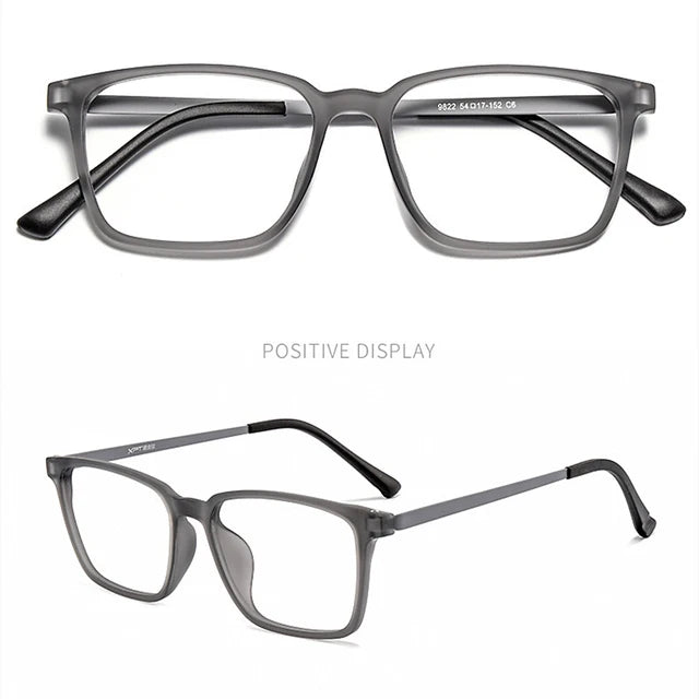 Kocolior Unisex Full Rim Square Tr 90 Titanium Hyperopic Reading Glasses 8922 Reading Glasses Kocolior Gray custom degree