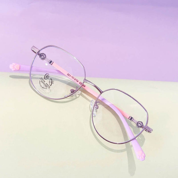 CCspace Unisex Youth Full Rim Round Alloy Eyeglasses 56564 Full Rim CCspace C4Purple