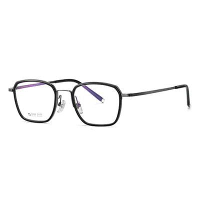 Ralferty Unisex Full Rim Polygon Square Titanium Eyeglasses 92325 Full Rim Ralferty C1 Black CHINA
