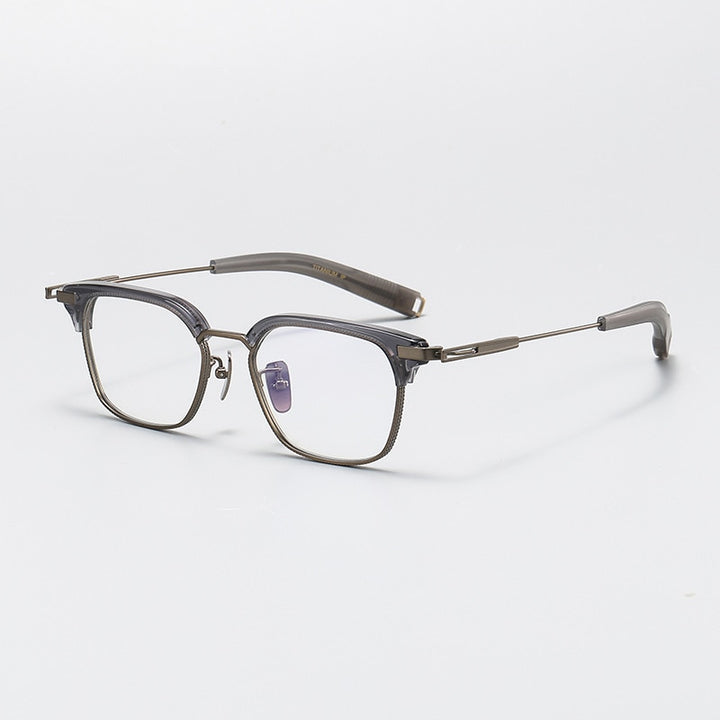 Gatenac Unisex Full Rim Square Acetate Titanium Eyeglasses Gxyj1070 Full Rim Gatenac